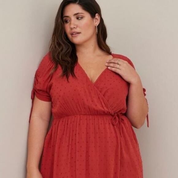 Torrid Red Midi Wrap Dress - Picture 8 of 15